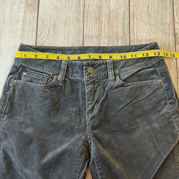 Ann Taylor Curvy Fit gray velvet straight leg jeans 0P - Picture 4 of 9